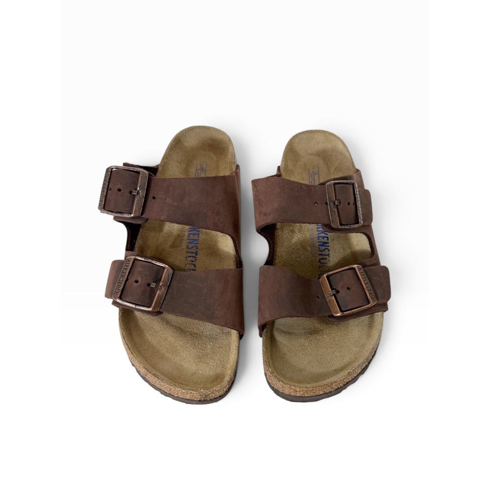 Birkenstock Arizona Birkibuc Two Strap Mocha Brown Slide Sandals Size 37 L6